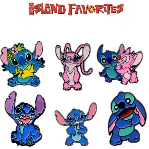 Disney Anime Peripheral Stitch Cartoon Cute Drop Oil Alloy Brooch Enamel Pin Badge Metal Gift Lovely