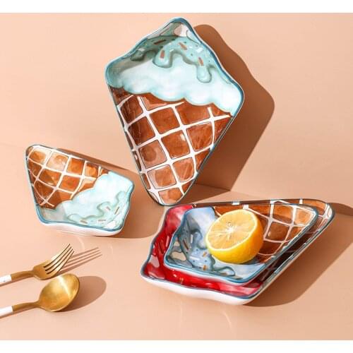 Lovely Ice Cream Shape Ceramic Dish Partty Cake Dessert Dish Porcelain Soy Sauce Dish Handwork Color Cute Food Plate