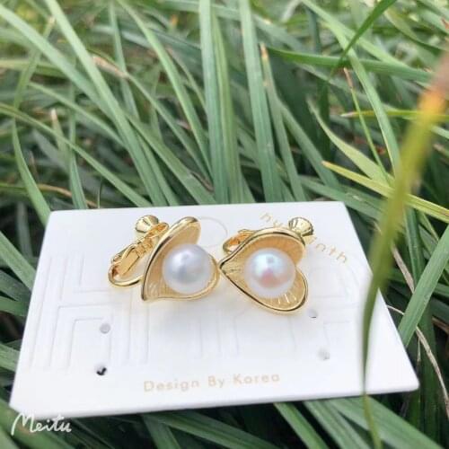 Korean Ear Screw Earrings No Piercings Minimalist Natural Freshwater Pearl For Women 14K Real Gold Fashion Brass Jewelry 2021