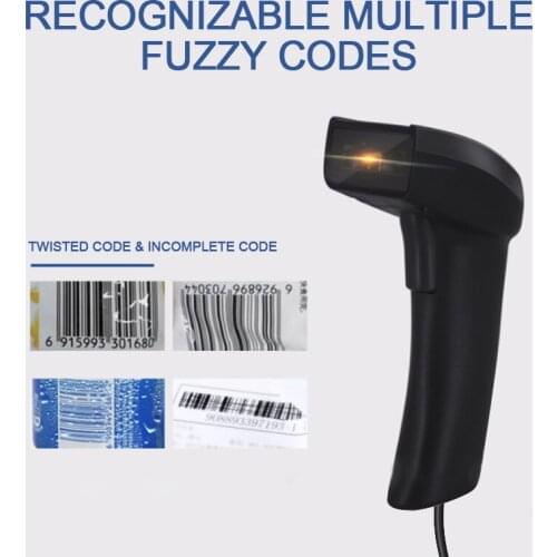 Multifunction USB Wired Automatic Laser Barcode Scanner Handheld Scan Gun Reader Black Widely Used In Supermarket