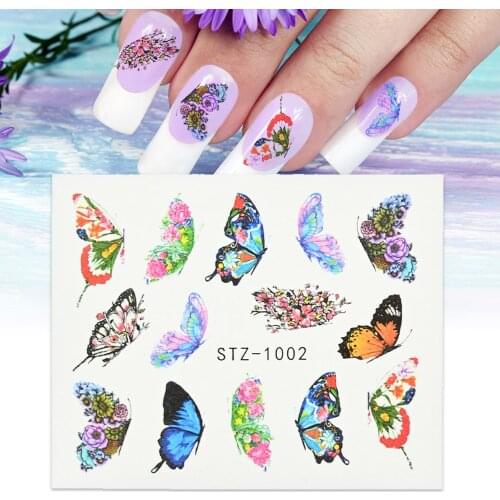 30 types/set Ins Style Nail Art Sticker French Ink Watercolor Butterfly Decal Nail Decorations DIY Design Manicuring Decorations