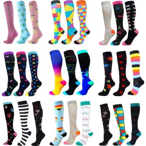 3 Pairs/Pack Compression Socks Knee High Sports Socks 30mmHg Edema Diabetes Varicose Veins Running Men Women Marathon Stocking