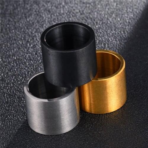 New Arrival 19mm Wide Simple Stainless Steel Big Finger Rings for Mens Glossy Ring Party Jewelry
