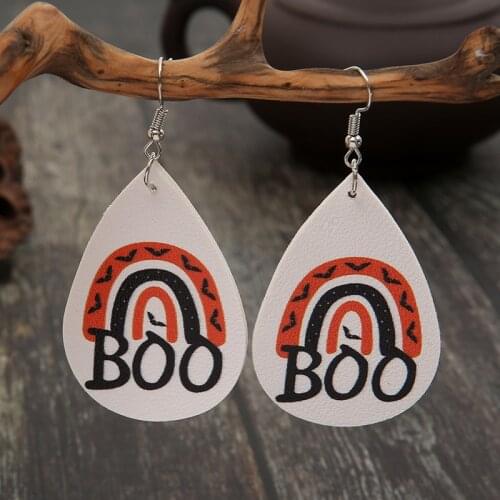 2021 New Arrival Simple BOO Letter Water Drop Leather Earrings for Women Girl Wholesale