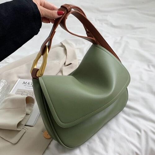 Solid Color Totes Shoulder Crossbody Bags For Women 2021 PU Leather Womens Designer Flap Handbag Female Travel Messenger Bag