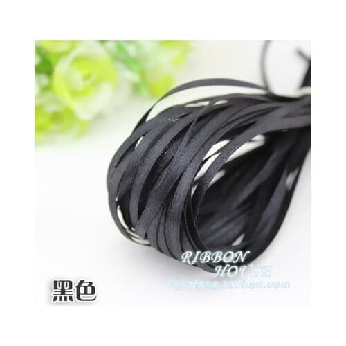 Wholesale Black (10meters/lot) 1/8" (3mm) Double Face Satin Ribbon Webbing Decoration Gift Christmas Ribbons DIY Candy Box Dec