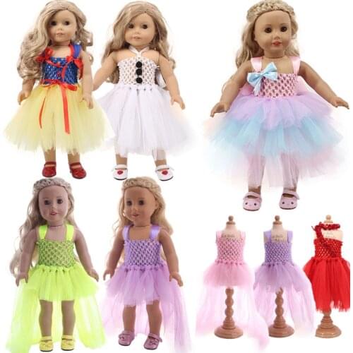 Dress Yarn Skirt Wedding Dress Color Stitching Mesh Upper Body For 18 Inch American Doll Girls & 43 Cm New Born Baby Items,Gifts