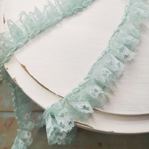 5Meters Pleated Organza Applique Collar Lace Ribbon Non-Elastic Ruffle Trim For Dress Guipure Sewing On Clothes DIY