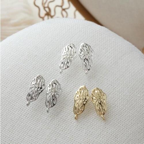 14K Gold Plated Copper Gold Plated White K Silver Color Ear Stud Ear Stud DIY Handmade Material Accessories 2pcs
