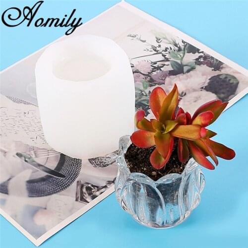 Aomily Silicone Petal Flowerpot Concrete Mold DIY Succulent Plants Storage Container Plaster Gypsum Mould Cement Clay Resin Mold