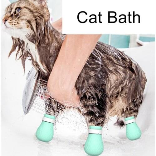4 Pcs/lot Silicone Pet Cat Shose Anti-Scratch Cat Shoes Boots Adjustable Cat Paw Medical Protector For Home Bathing Shaving