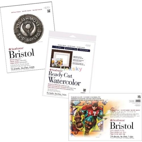 Strathmore 580-72 500 Series Bristol,2-Ply Plate Surface,236-82 2-Ply Semi-Smooth 500 Series Sequential Art Bristol Paper Sheets
