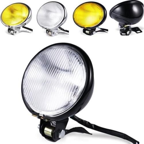 Universal Motorcycle Headlight Moto Retro Black DC 12V Spotlight Fog Lamp Scooter Refit Headlamp Motorbike Vintage Head Lights