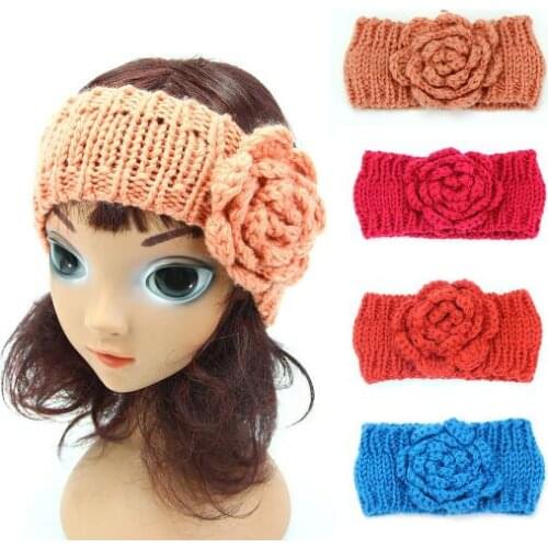 ON SALE 1 PCS Winter Girls Headband Crochet Headwrap Knitting Flower Hair Band Ears Warmer Cute turban Hair Accessories