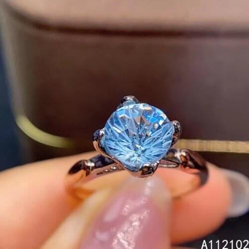 KJJEAXCMY fine jewelry S925 sterling silver inlaid natural blue topaz girl new lovely ring support test Chinese style with box
