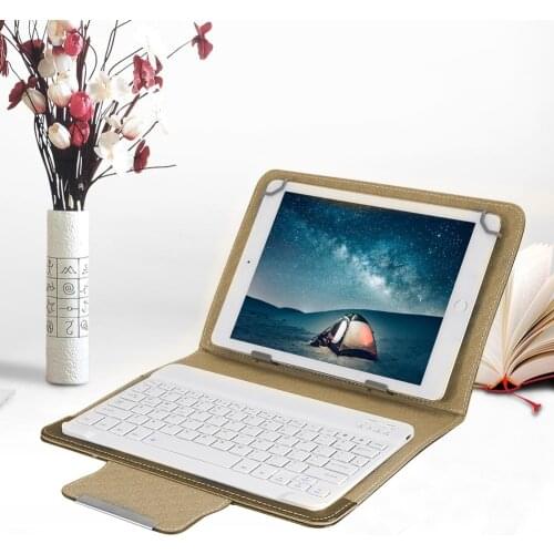 10 Inch Tablet Laptop Universal PU Protective Case Cover + Bluetooth Keyboard for Android/IOS/WIN