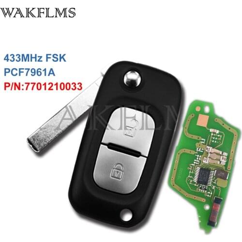 2 Buttons 433MHz PCF7961A ID46 Chip Flip Remote Key For Renault Clio III Clio 3 Kangoo Master Modus Twingo 2006-2016 7701210033