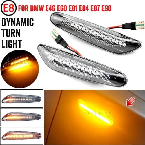 2pcs Dynamic Flowing LED Turn Signal Side Marker Light Blinker For BMW E46 E60 E61 E90 E91 E81 E87 E82 E88 E83 E84 E92 E93 X3 X1