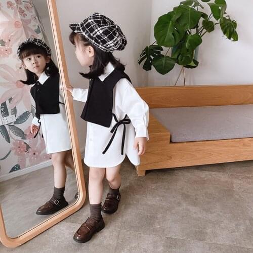 2021 Spring Autumn Girls 2pcs Vest+dress Baby Kids Children Clothes