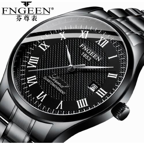 2020 Luxury Brand Business Man Watch Black Steel Waterproof Quartz Wristwatch Montre Homme Fashion Trend Roman Scale Mens Watch