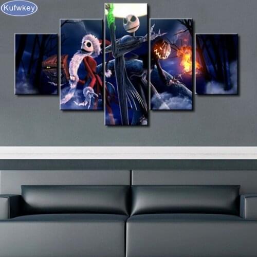 5pcs/set,Full square diy Diamond Painting Skull cross Stitch,Halloween Painting,5D Diamond Embroidery,wall art kids room decor