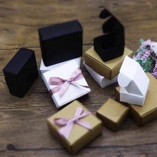 50pcs Mini Kraft Paper Gift Box For Packaging Jewelry Earring Accessory Display Handmade Soap Box Candy Christmas Wedding Decor