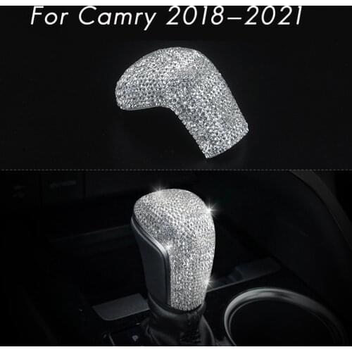 Bling Diamond Crystal Gear Shift Knob Lever Head Crystal Shiny Cover Stickers for Toyota Camry 2018-2021 Accessories