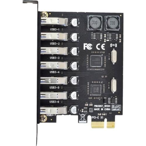 Cablecc 7 Ports PCI-E to USB 3.0 HUB PCI Express Expansion Card Adapter 5Gbps for Motherboard