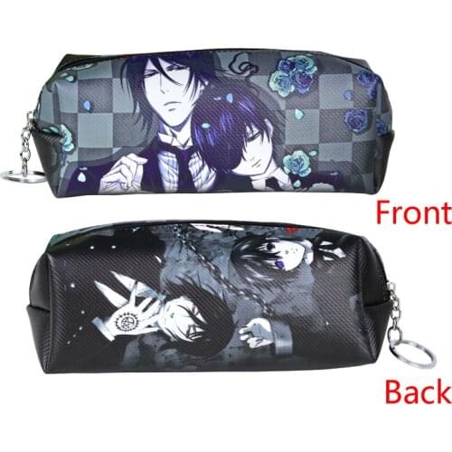 Anime Black Butler PU Leather Cosmetic Bag Sebastian Michaelis and Ciel Phantomhive Pencil Bag for School Supplies