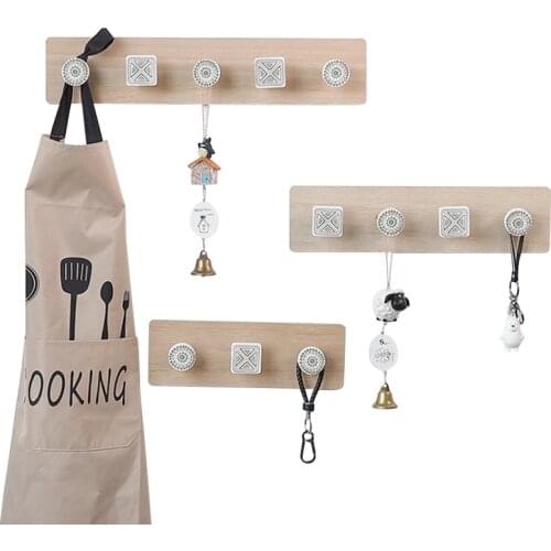 Wooden Hooks Clothes Hanger Nordic Wall Mounted Hanging Storage Rack Hat Coat Shelf Home Decorative