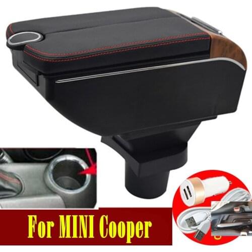 For MINI Cooper R50 R52 R53 R56 R57 R58 F55 F56 F57 Countryman R60 F60 Armrest box Double doors open 7USB