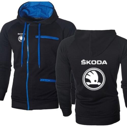 Men Hoodies Skoda Car Logo Print Casual HipHop Harajuku Long Sleeve Fleece warm Hooded Sweatshirts Mens zipper jacket