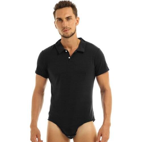 Adult Babies Lover for Mens Lingerie Bodysuits Turn-down Collar Snap Crotch Jockstraps Romper Snappies Pajamas Teddies Costumes