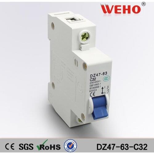 DZ47-63-C32 MCB Breaker 1P 32A Miniature Circuit Breaker IP20
