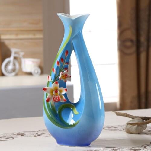 Enameled ceramic vase crafts ornaments home decorations wedding housewarming opening