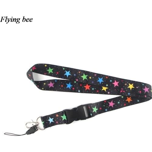 Flyingbee Colorful Star Lanyard Keychain Phone Lanyard Fashion Strap Neck Lanyards for ID Card Phone Keys X0870