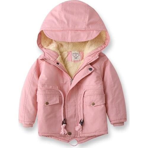 Classic Dovetail Hooded Boys Cotton Jacket Boys Plus Velvet Thick Cotton Jacket Winter Childrens Wear