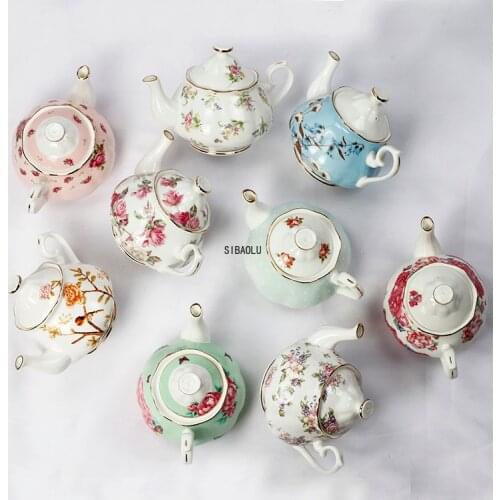 European-style Pastoral Bone China Coffee Pot, Gold Embossed Coffee Set, Flower Teapot Clay Pot Tea Kettle Tea