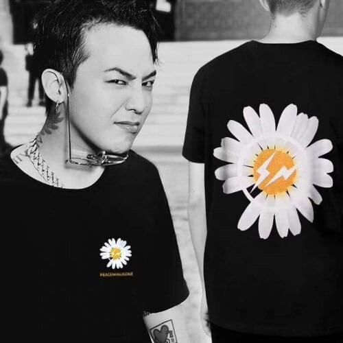 KPOP G-Dragon Daisy Design Summer T-SHIRT PEACEMINUSONE KWON JI YONG T-shirt Fans Collection Unisex Clothes y42