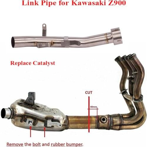 Motorcycle Slip on Exhaust System Connect Pipe Middle Mid Link Tube Replace Catalyst Exhaust for Kawasaki Z900
