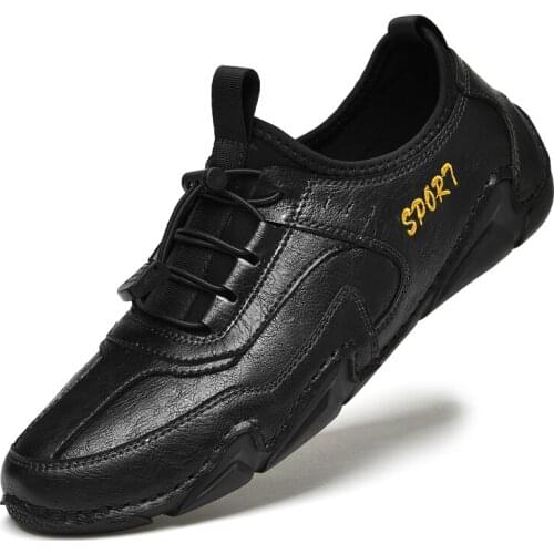 Man New Spring Autumn Fashion Hand-sewn Casual Sport Shoes Hombre Comfy Trendy Leather Casual Shoes Male Leisure Boat Sneakers