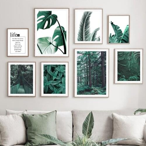 Door Bridge Trunk Monstera Palm Leaf Hill Wall Art Canvas Painting Nordic Posters And Prints Wall Pictures For Living Room Decor