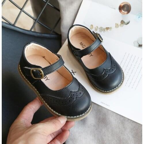 2021 new leather shoes casual girls autumn and winter children Pu white shoes for children black pink large size 21-30 flatshoes