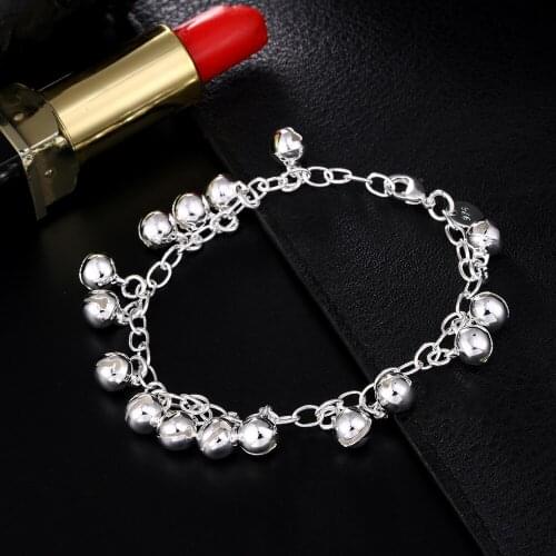 Charm 925 sterling silver Bracelets for woman lady Bells chain Wedding party girl Christmas Gifts fashion Jewelry