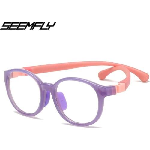 Seemfly Flexible Anti Blue Light Kids Glasses TR90 Silicone Children Eyeglasses Boys Girls Baby Computer Goggle Unisex Eyewear