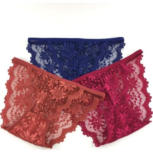 Sexy briefs Lace pattern transparent buttock briefs low waist non-trace buttock briefs 60180