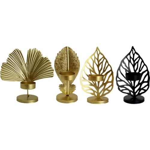 Nordic Home Decoration Leaf Candlestick Wrought Iron Candle Holder Leaf Model Crafts Living Room Decoration Holiday Decor Gifts
