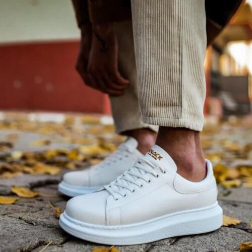 Knack High Base Daily Shoes 044 White Male Seasonal Comfortable Orthotic Insole Sneaker Spring and Summer Fashion Sport Lace-Up