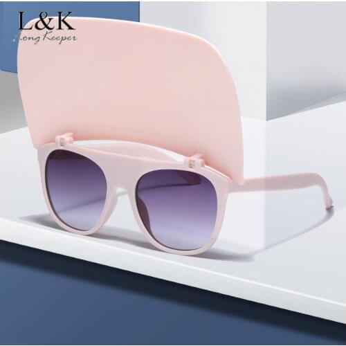 Retro Oversized Square Flip Sunglasses Women Fashion Brand Designer Outdoor Shades Eyewear Men Flat Top Sun Glasses UV400