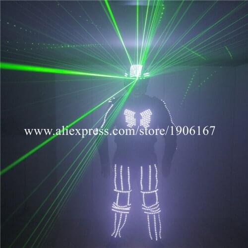 Super Bright Green Laser Armor Led Luminous Clothes Light Up Led Robot Suit With Led Laser Helmet Dance Team Ballroom Costume